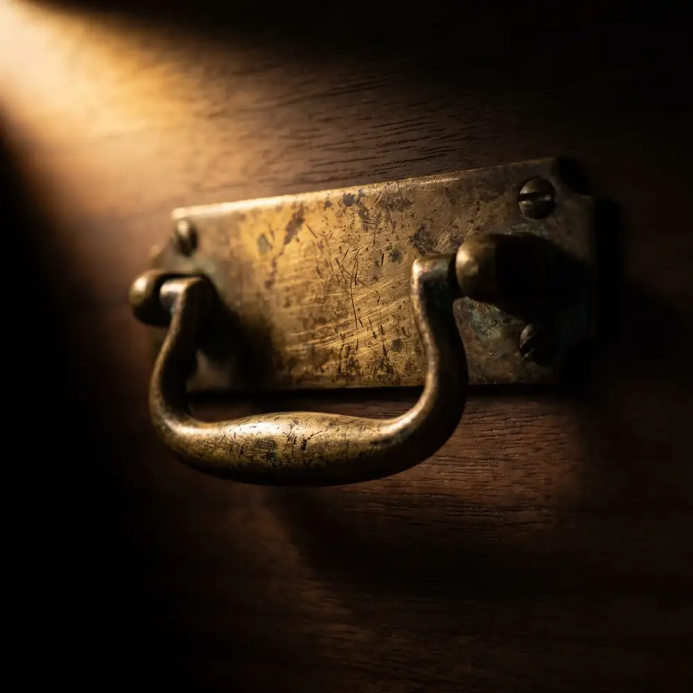 Aged brass hardware detail